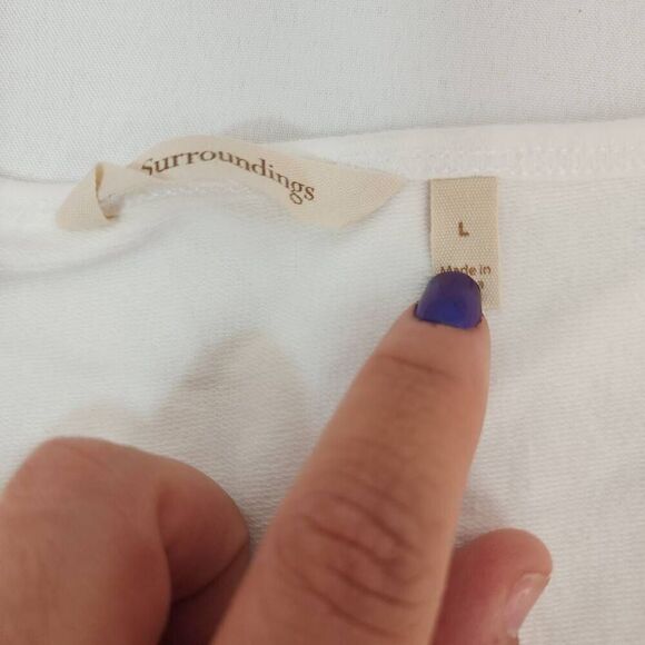 Soft Surroundings Size Large Top Womens White Perforated Raglan Sleeves Cuffed S - Picture 5 of 7